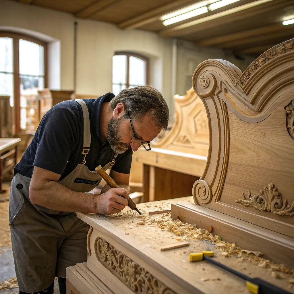Craftsman working on custom furniture